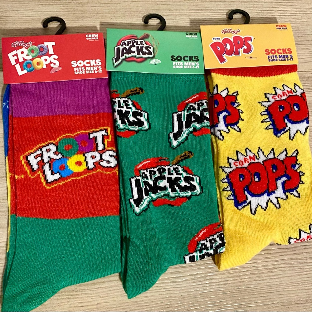 Odd Sox Unisex Novelty Foodie Cereal Socks Set of 3 - NEW